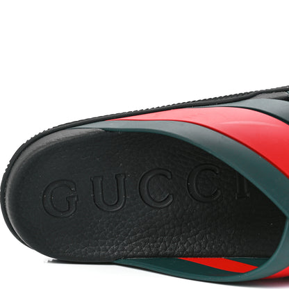Gucci Rubber Web Mens Criss Cross Slide Sandals 9 Green Red 7 of 8