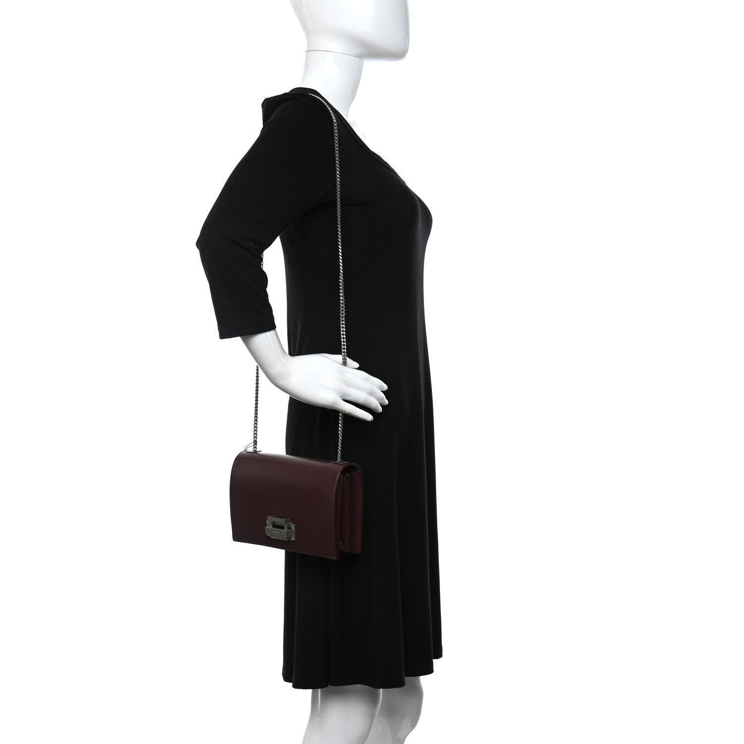 Saint Laurent Calfskin Metropolis Chain Shoulder Bag Rouge Legion 2 of 9