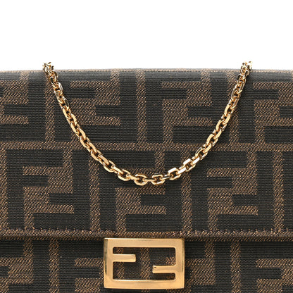 Fendi Fabric Jacquard FF 1974 Wallet On Chain Tobacco Moro 8 of 10