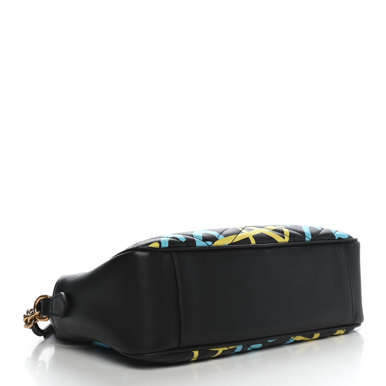 Gucci Calfskin Matelasse GucciGhost Medium GG Marmont Chain Shoulder Bag Black New Acquamarine 3 of 9