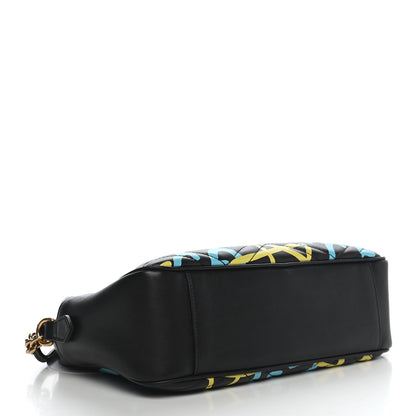 Gucci Calfskin Matelasse GucciGhost Medium GG Marmont Chain Shoulder Bag Black New Acquamarine 3 of 9