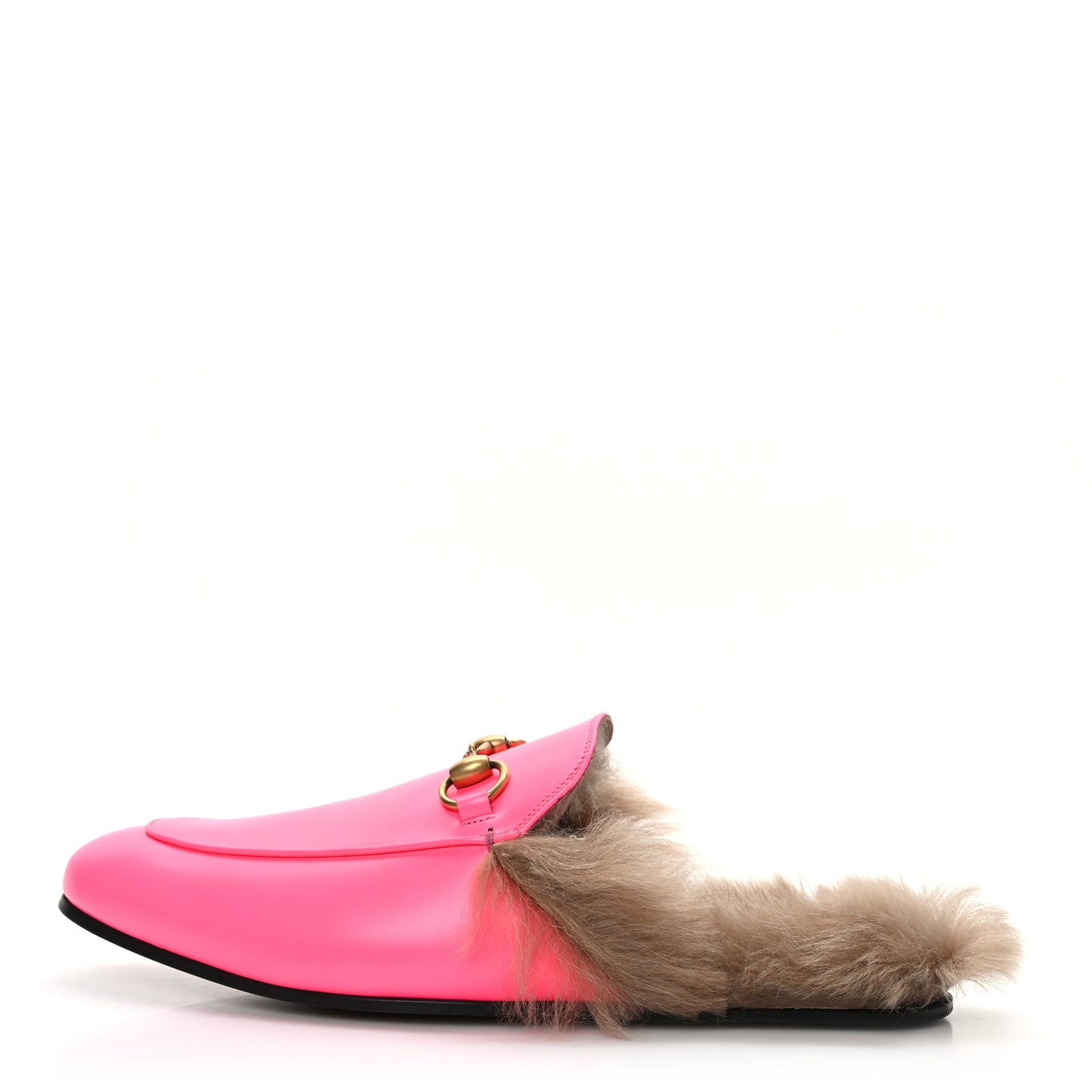 Calfskin Fur Mens Princetown Slippers 8 Fuxia Fluo Natural