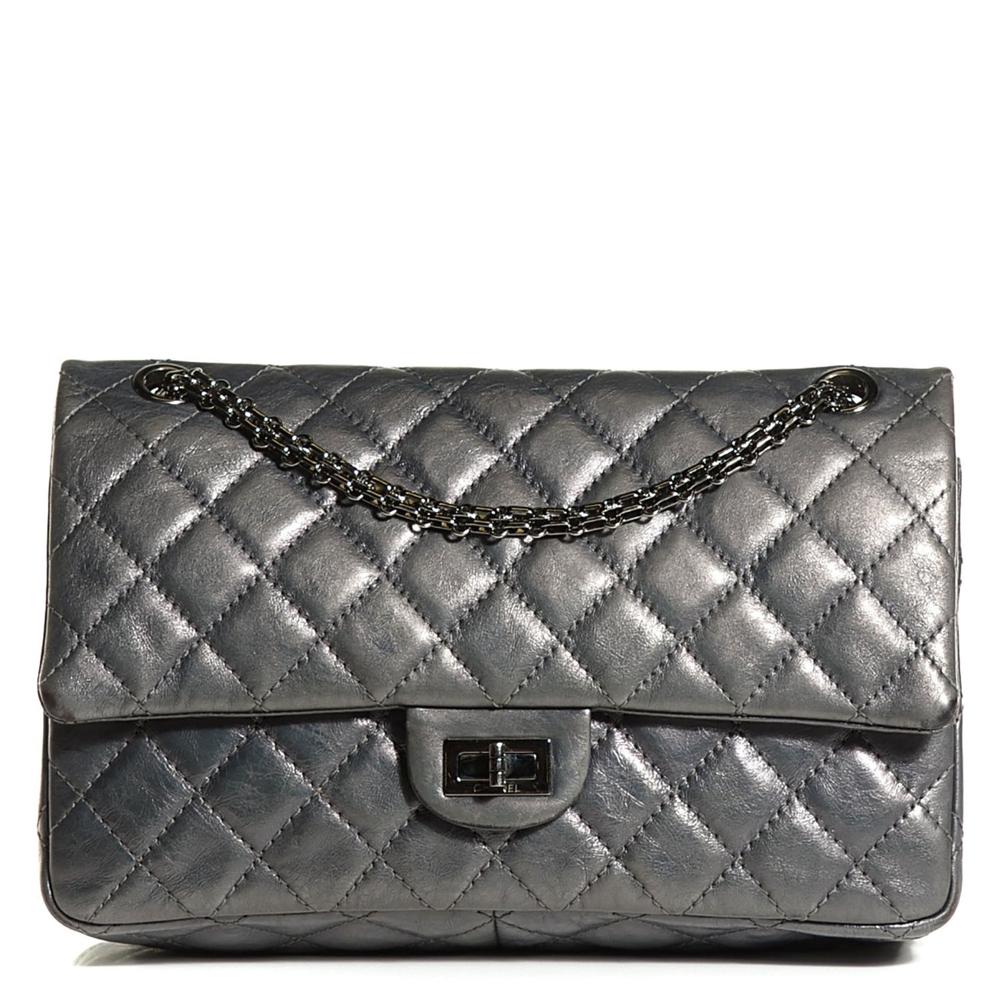 Metallic Aged Calfskin 2.55 Reissue 226 Flap Dark Silver