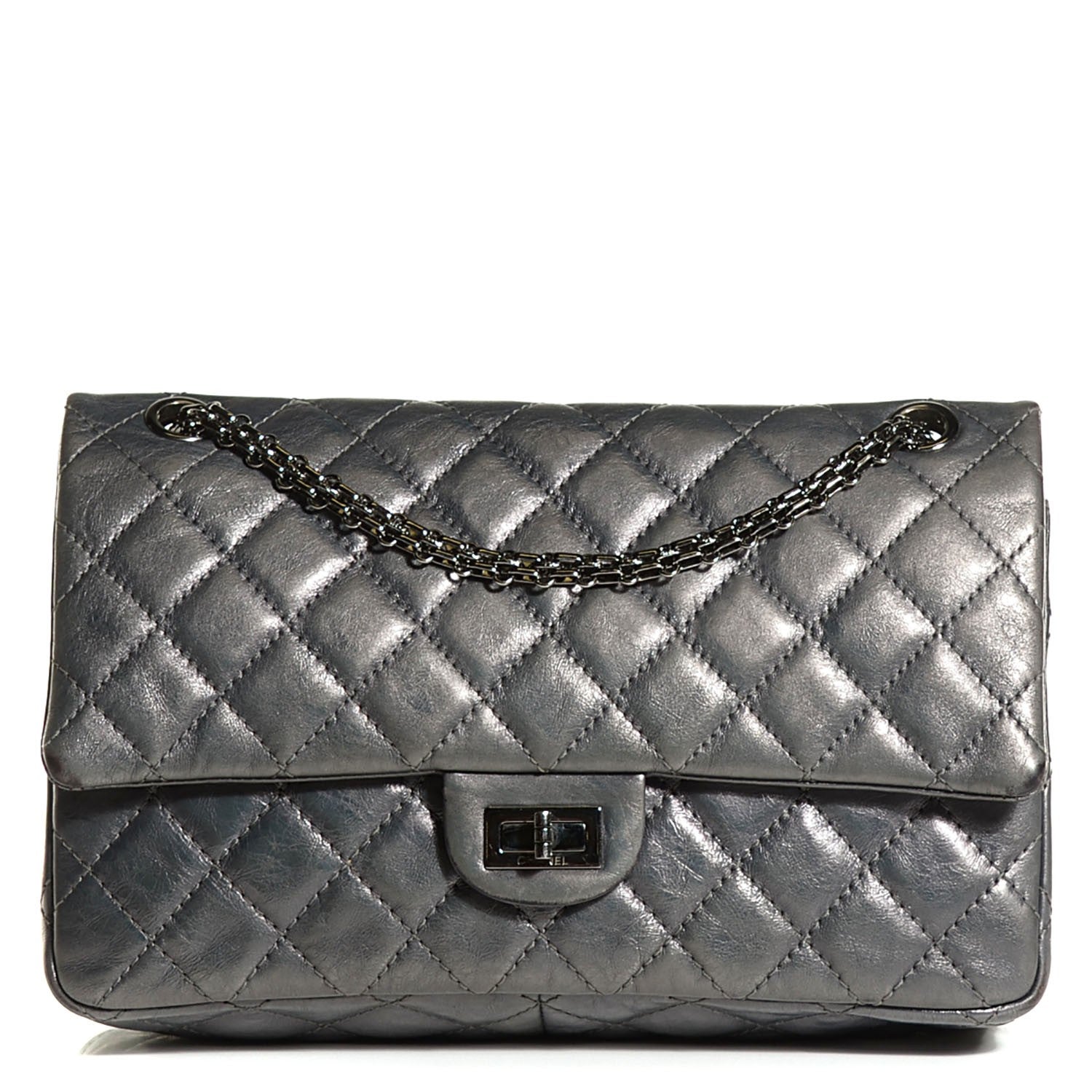 Chanel Metallic Aged Calfskin 2.55 Reissue 226 Flap Dark Silver 10 of 18
