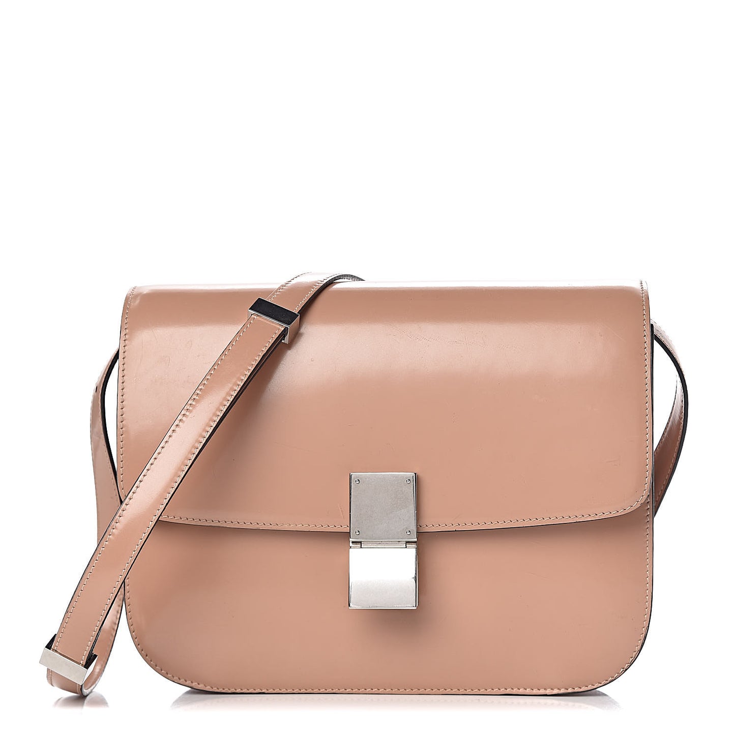 Spazzolato Calfskin Medium Classic Box Flap Bag Nude