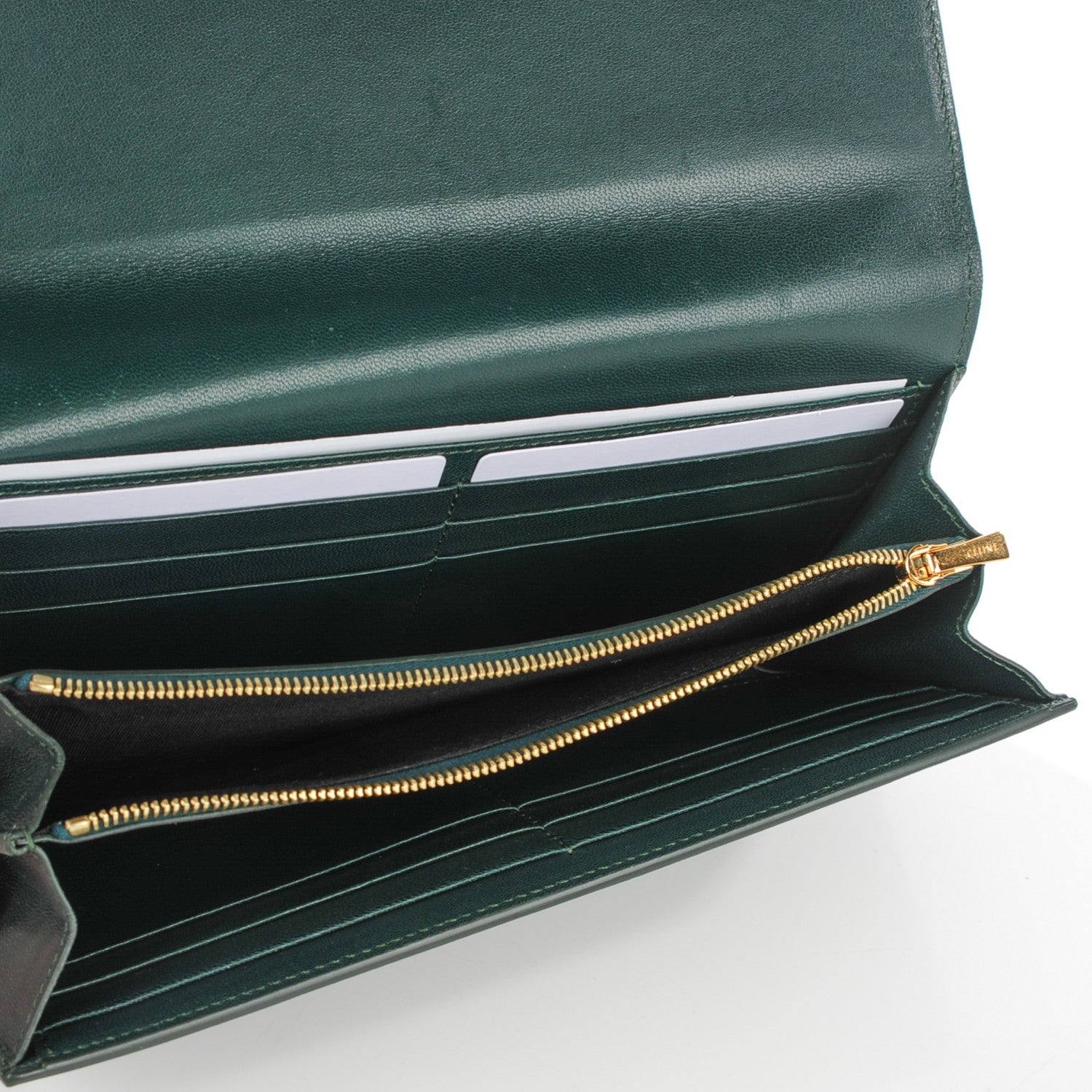 Celine Lambskin Large Flap Wallet Emerald 5 of 8
