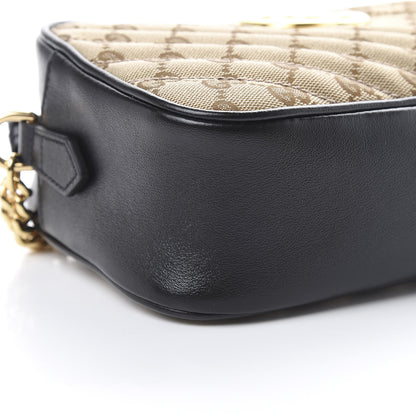 Gucci Monogram Matelasse Diagonal Small GG Marmont Chain Shoulder Bag Beige Black 8 of 11