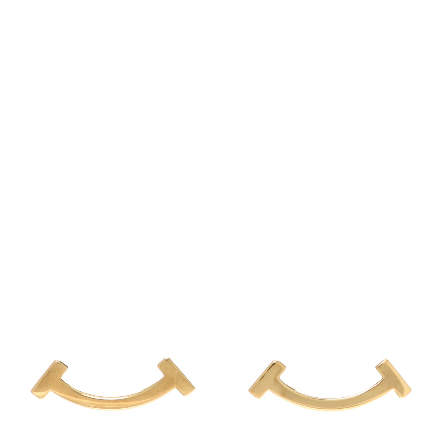 18K Yellow Gold T Smile Stud Earrings