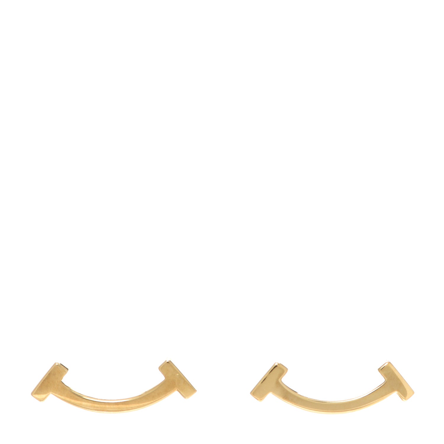 Tiffany 18K Yellow Gold T Smile Stud Earrings 1 of 4