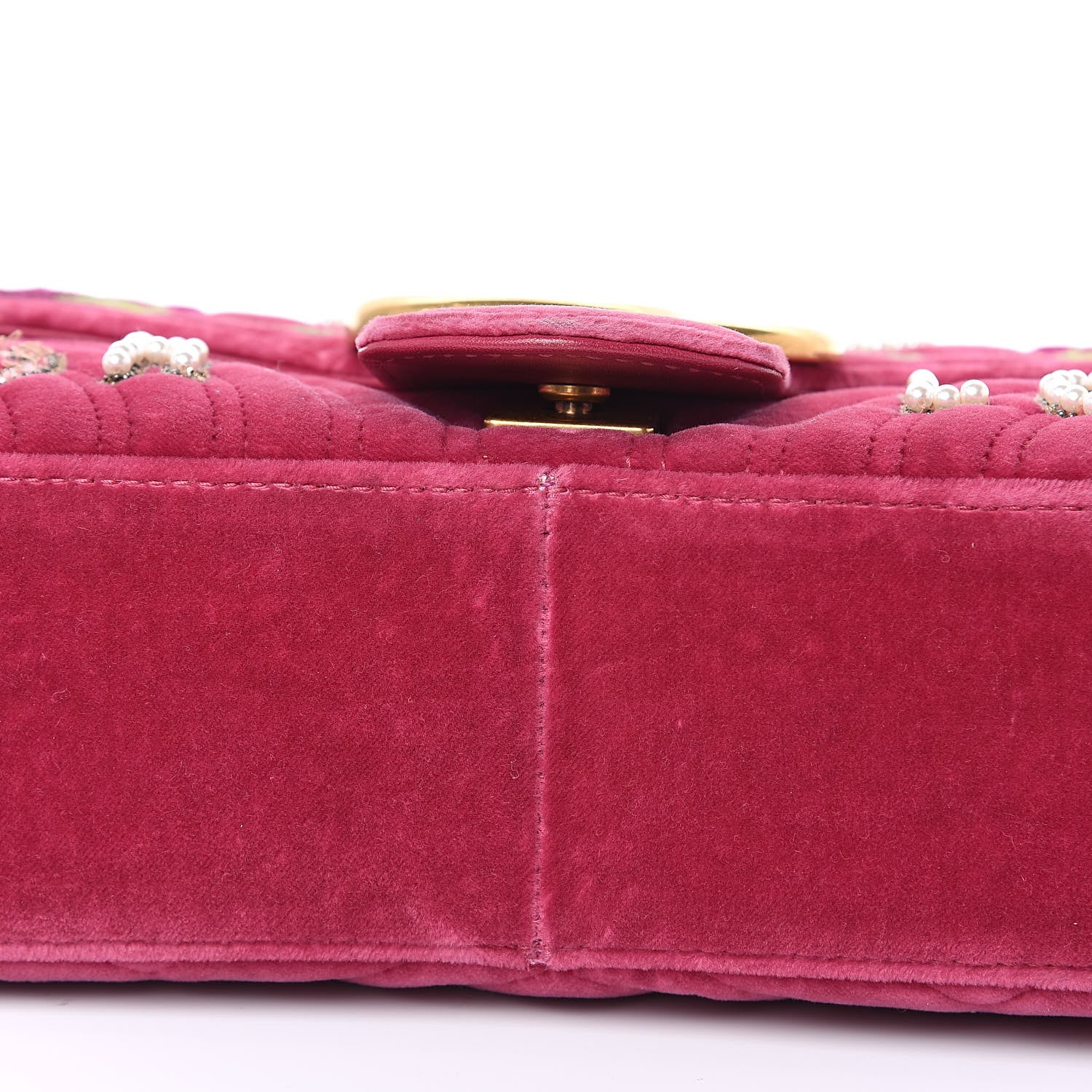Gucci Velvet Matelasse Blind for Love Embroidered Medium GG Marmont Shoulder Bag Light Raspberry Rose Multicolor 10 of 20