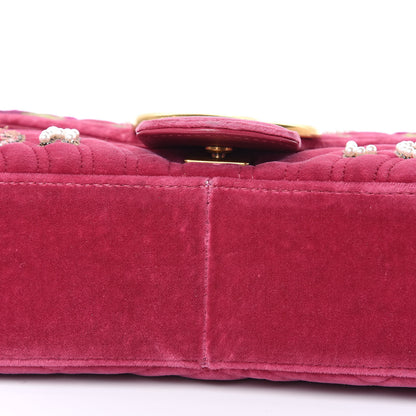 Gucci Velvet Matelasse Blind for Love Embroidered Medium GG Marmont Shoulder Bag Light Raspberry Rose Multicolor 10 of 20