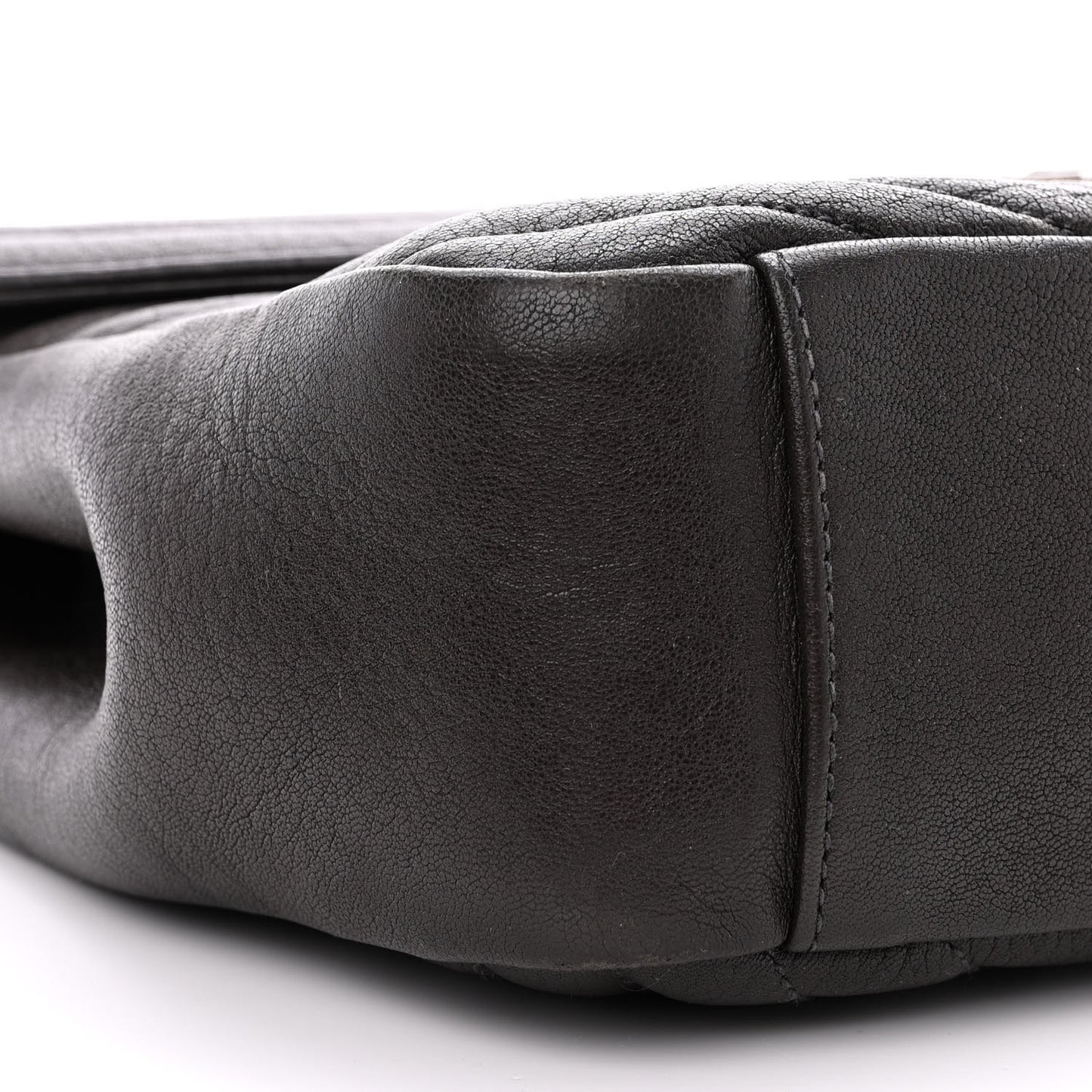 Sheepskin Matelasse Chevron Monogram Large College Satchel Black Tulip