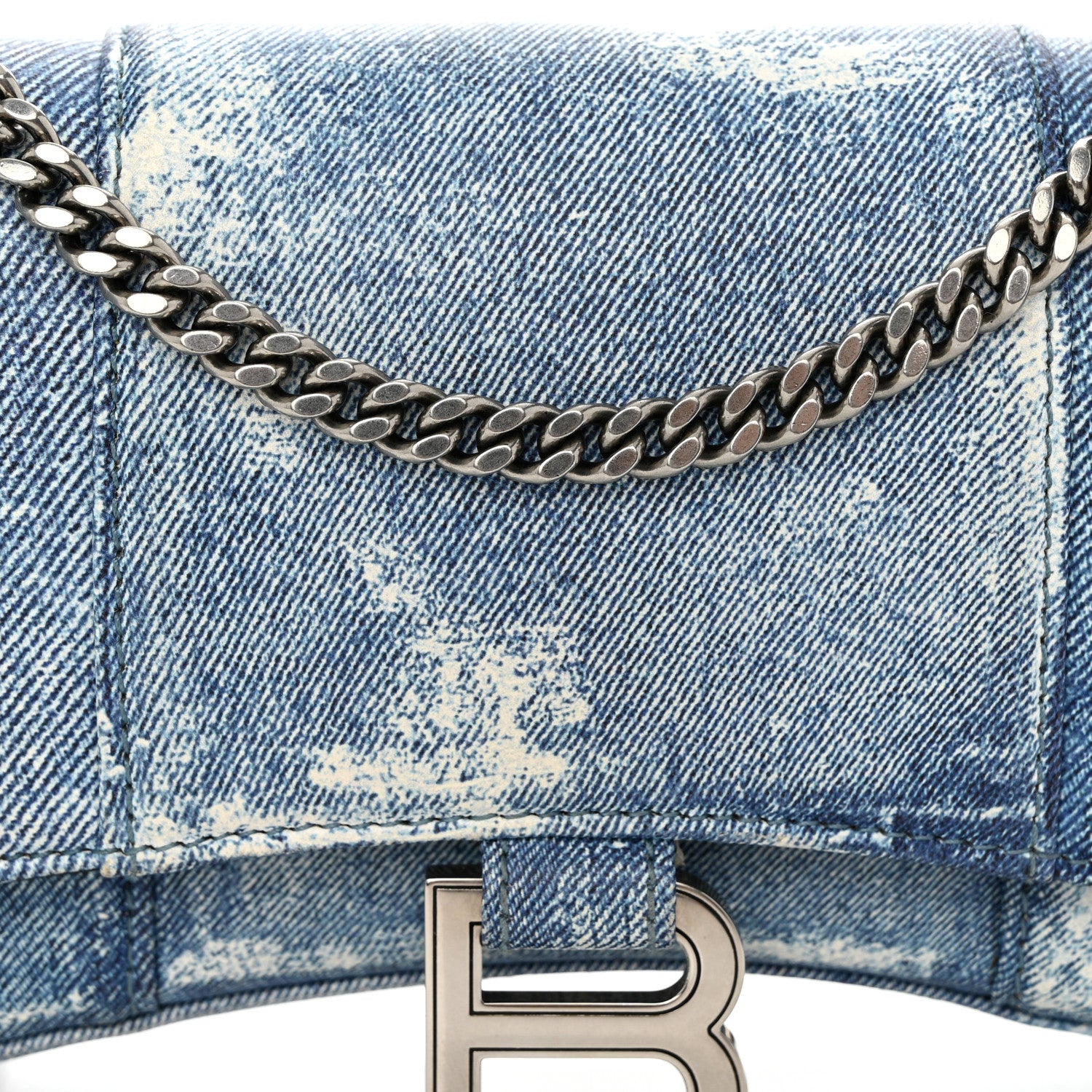 Balenciaga Nappa Denim Printed Hourglass Chain Bag Denim Blue 7 of 12