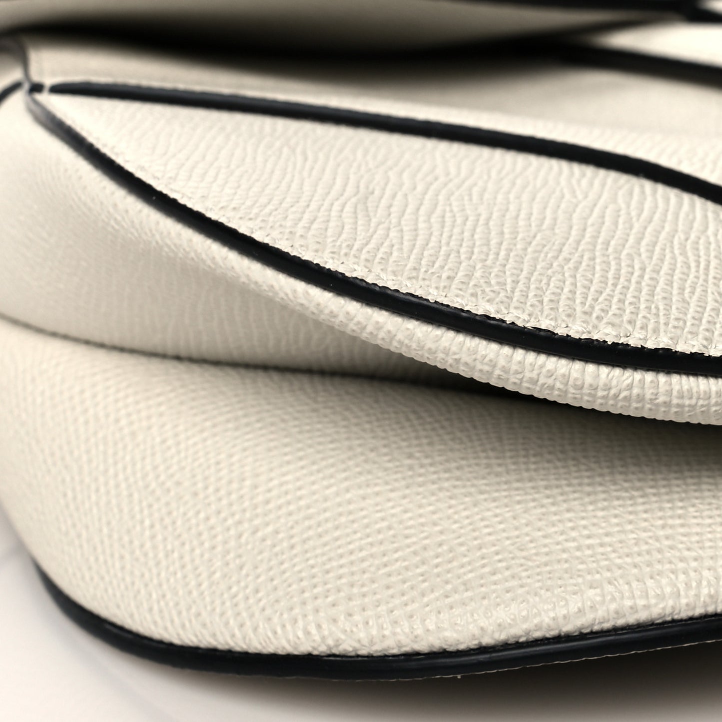 Grained Calfskin Saddle Bag White