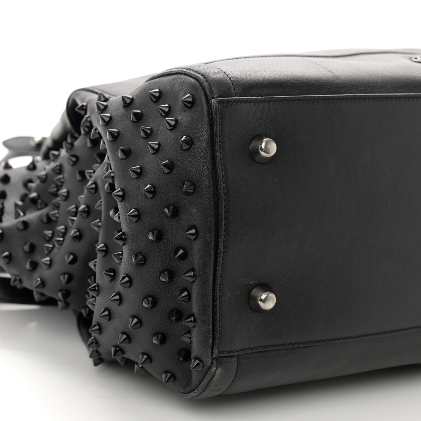 CHRISTIAN LOUBOUTIN Calfskin Justine Spikes Tote Black