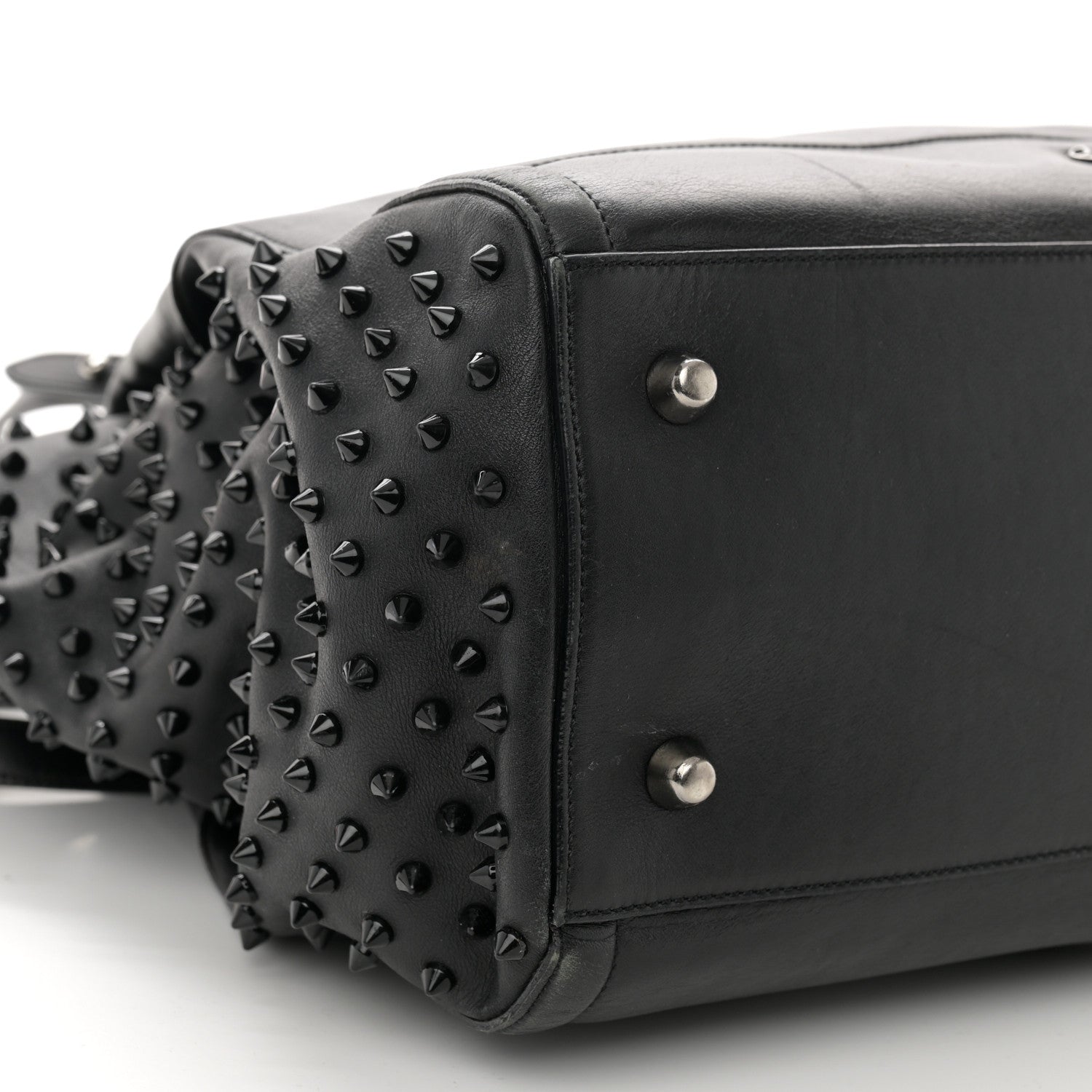 Christian Louboutin CHRISTIAN LOUBOUTIN Calfskin Justine Spikes Tote Black 8 of 16