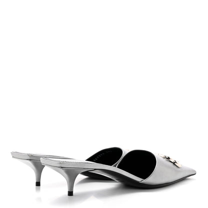 Balenciaga Metallic Nappa BB Square Knife Pointed Toe 40mm Mules 39.5 Silver 4 of 14