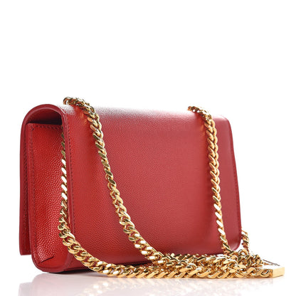 Saint Laurent Grain De Poudre Small Monogram Kate Satchel Red 3 of 10