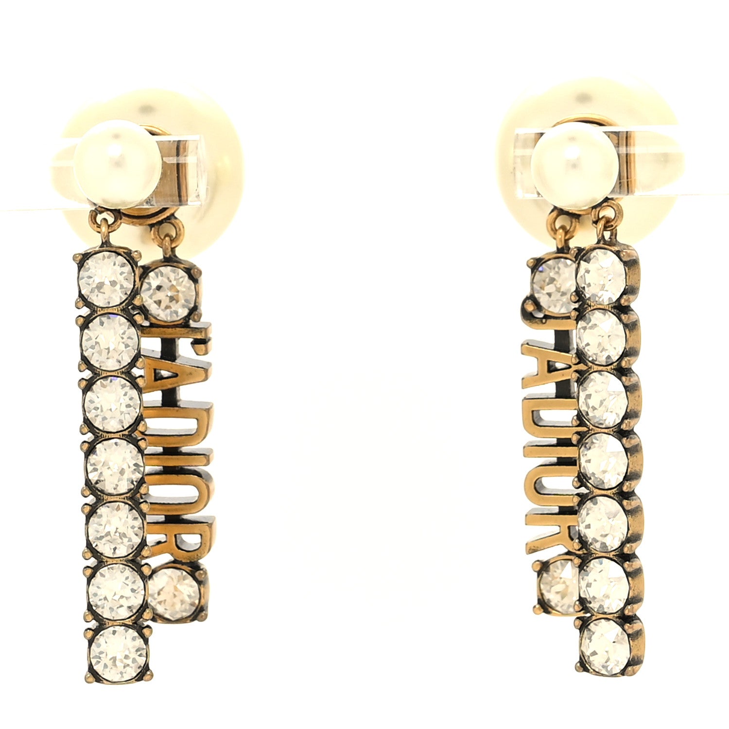 Christian Dior Pearl Crystal J'Adior Tribales Earrings Antique Gold 1 of 4