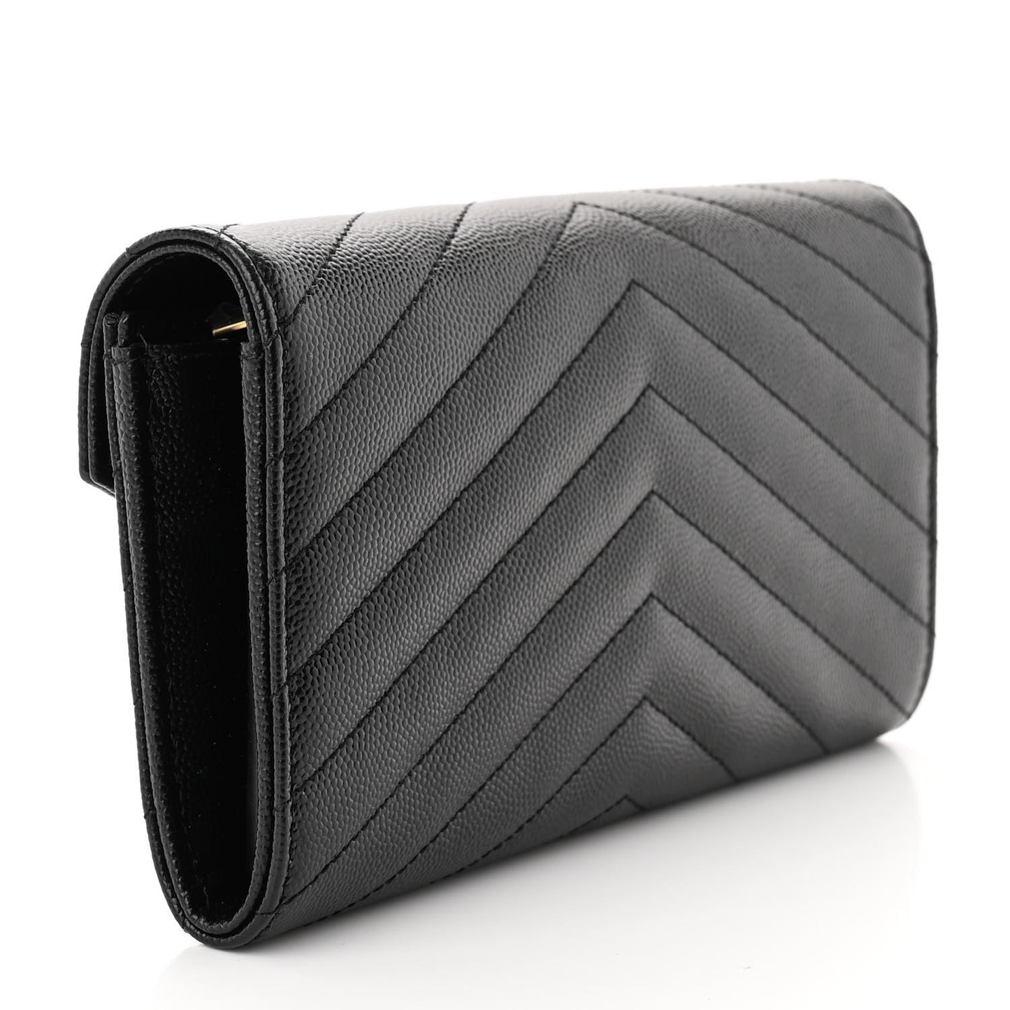 Grain De Poudre Matelasse Chevron Monogram Flap Wallet Black