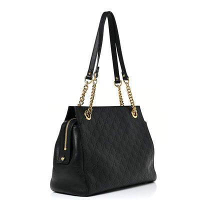 Gucci Guccissima Signature Medium Shoulder Tote Bag Black 3 of 12