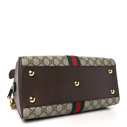 Gucci GG Supreme Monogram Textured Dollar Calfskin Web Medium Ophidia Top Handle Bowler Bag Beige Ebony New Acero 4 of 10