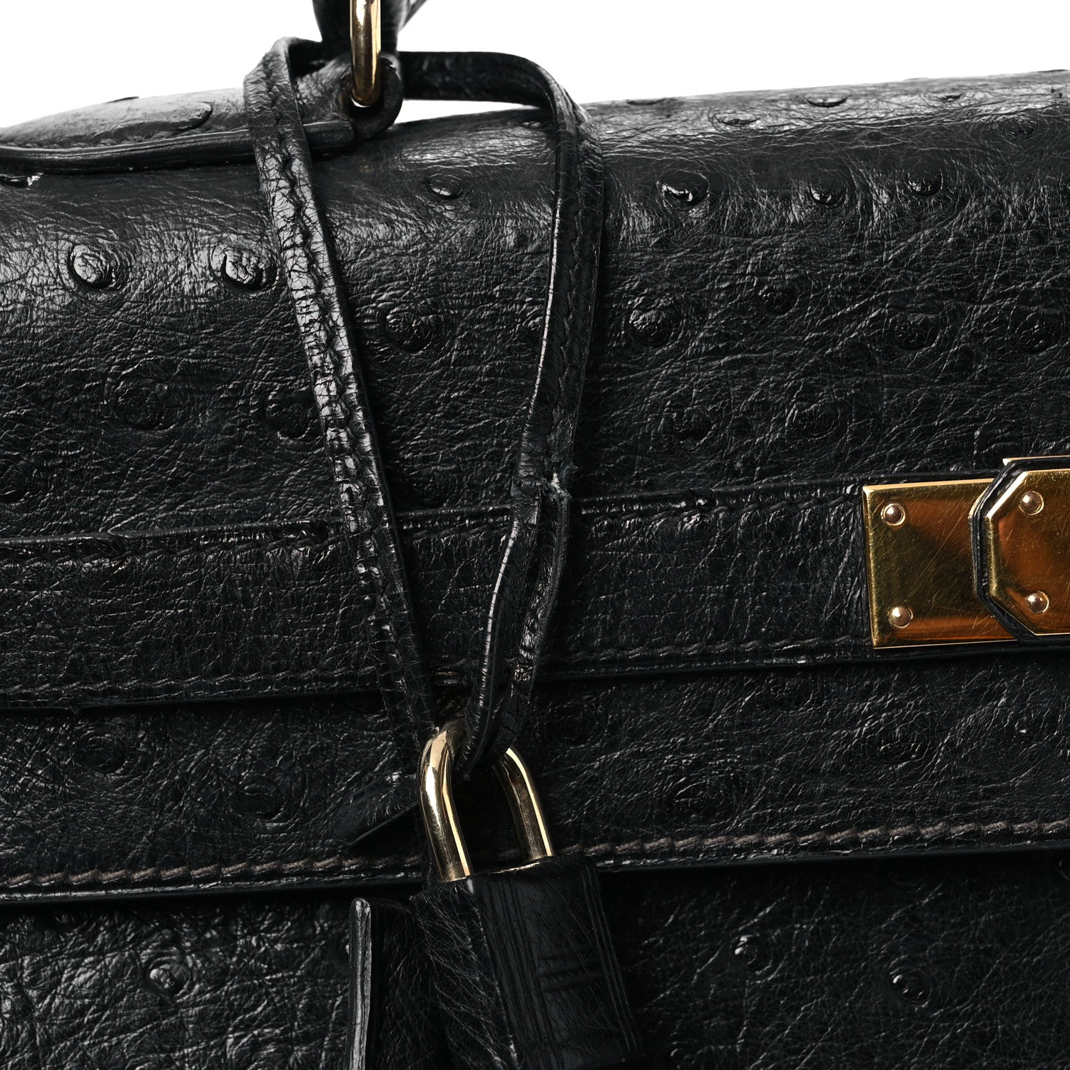 Hermes Ostrich Kelly Sellier 35 Black 12 of 14