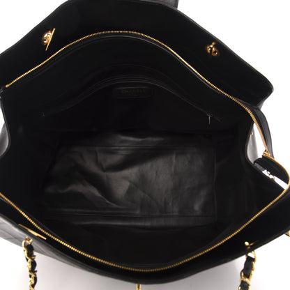 Chanel Calfskin Stitched XL Weekender Black 4 of 9