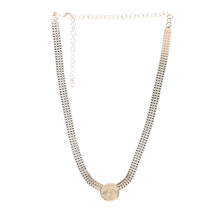 Chanel Metal Chain Link CC Medallion Choker Necklace Gold 3 of 5
