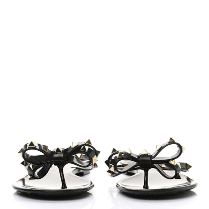 Valentino Garavani PVC Jelly Rockstud Bow Thong Sandals 39 Black 2 of 7
