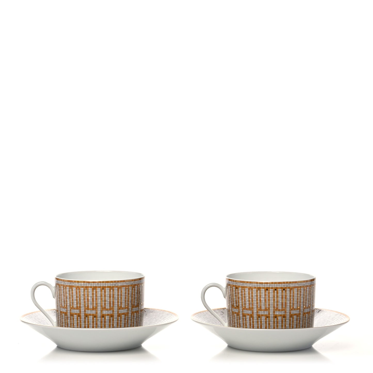 Porcelain Mosaique Au 24 Gold Breakfast Cup And Saucer Set Of 2
