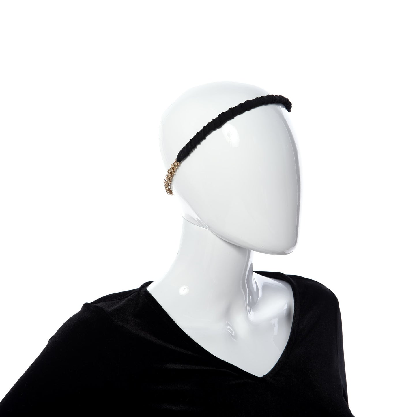 Metal Beaded CC Chain Headband Gold Black