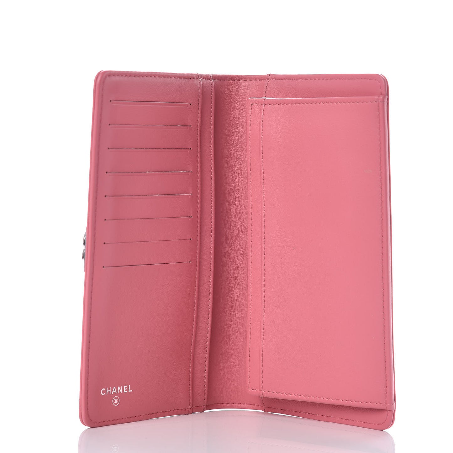 Calfskin Chevron Quilted Boy Yen Wallet Pink