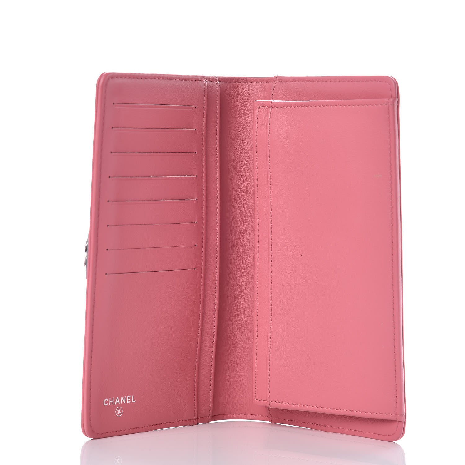 Chanel Calfskin Chevron Quilted Boy Yen Wallet Pink 5 of 15