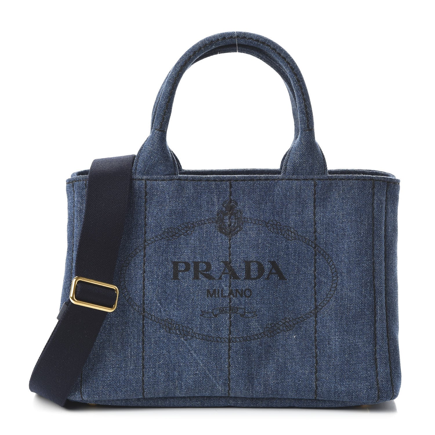 Prada Denim Small Logo Tote Bleu 1 of 10