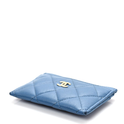 Chanel Caviar Quilted Card Holder Blue 9 of 10