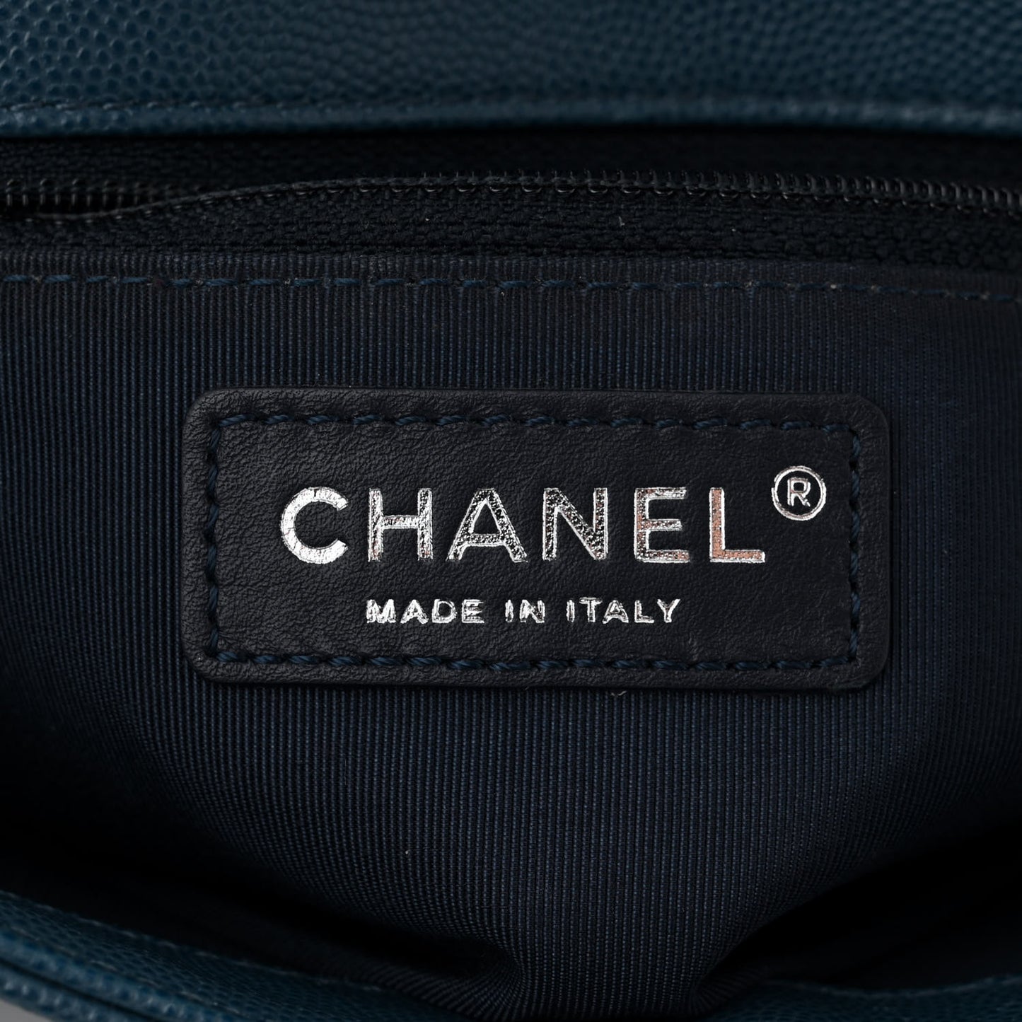 Caviar Macro Chevron Single Flap Blue