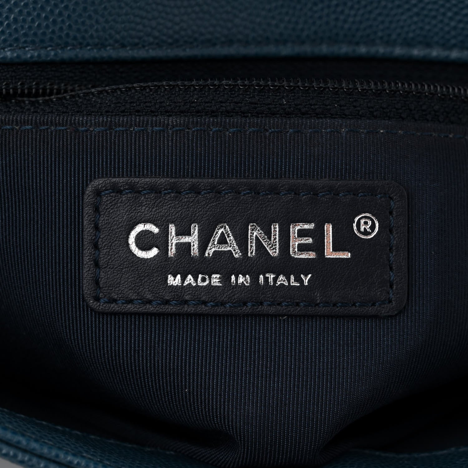 Chanel Caviar Macro Chevron Single Flap Blue 6 of 10