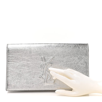 Saint Laurent Metallic Calfskin Monogram Large Belle De Jour Clutch Silver 2 of 11