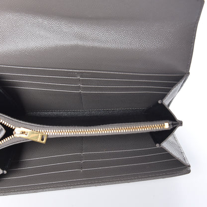 Saint Laurent Grain De Poudre Matelasse Chevron Monogram Flap Wallet Fog 5 of 11