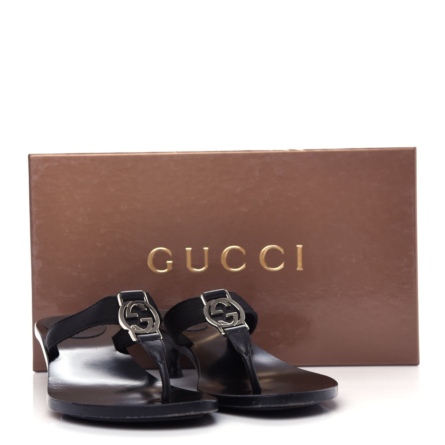 Gucci Nylon GG Reins Thong Sandals 37 Black 10 of 10