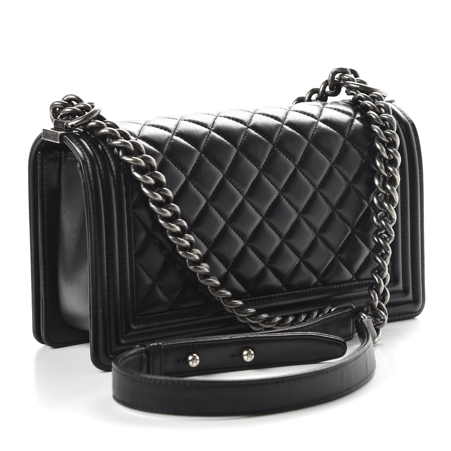 Chanel Lambskin Quilted Medium Boy Flap Black 2 of 10