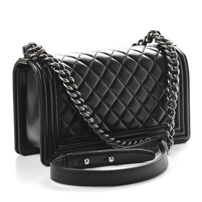Chanel Lambskin Quilted Medium Boy Flap Black 2 of 10