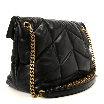 Saint Laurent Lambskin Quilted Small Loulou Puffer Monogram Chain Satchel Black 3 of 11