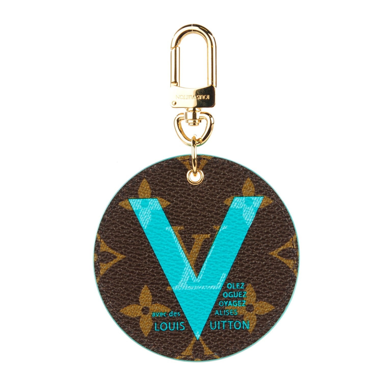 Louis Vuitton Monogram Illustre V Bag Charm Key Ring Turquoise 1 of 7