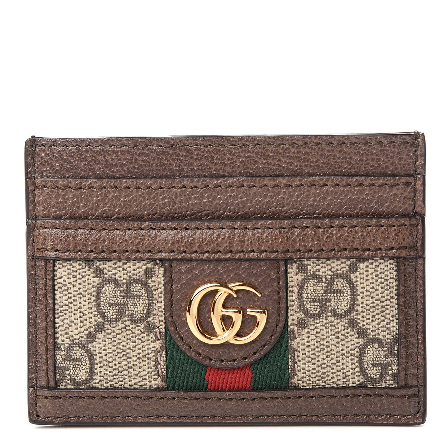 GG Supreme Monogram Ophidia Card Holder Brown