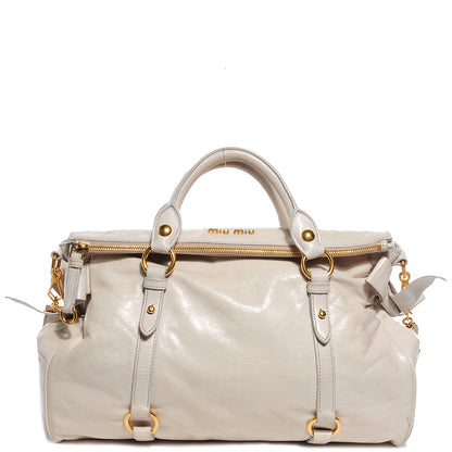 Miu Miu Vitello Lux Large Bow Bag Talco 1 of 9