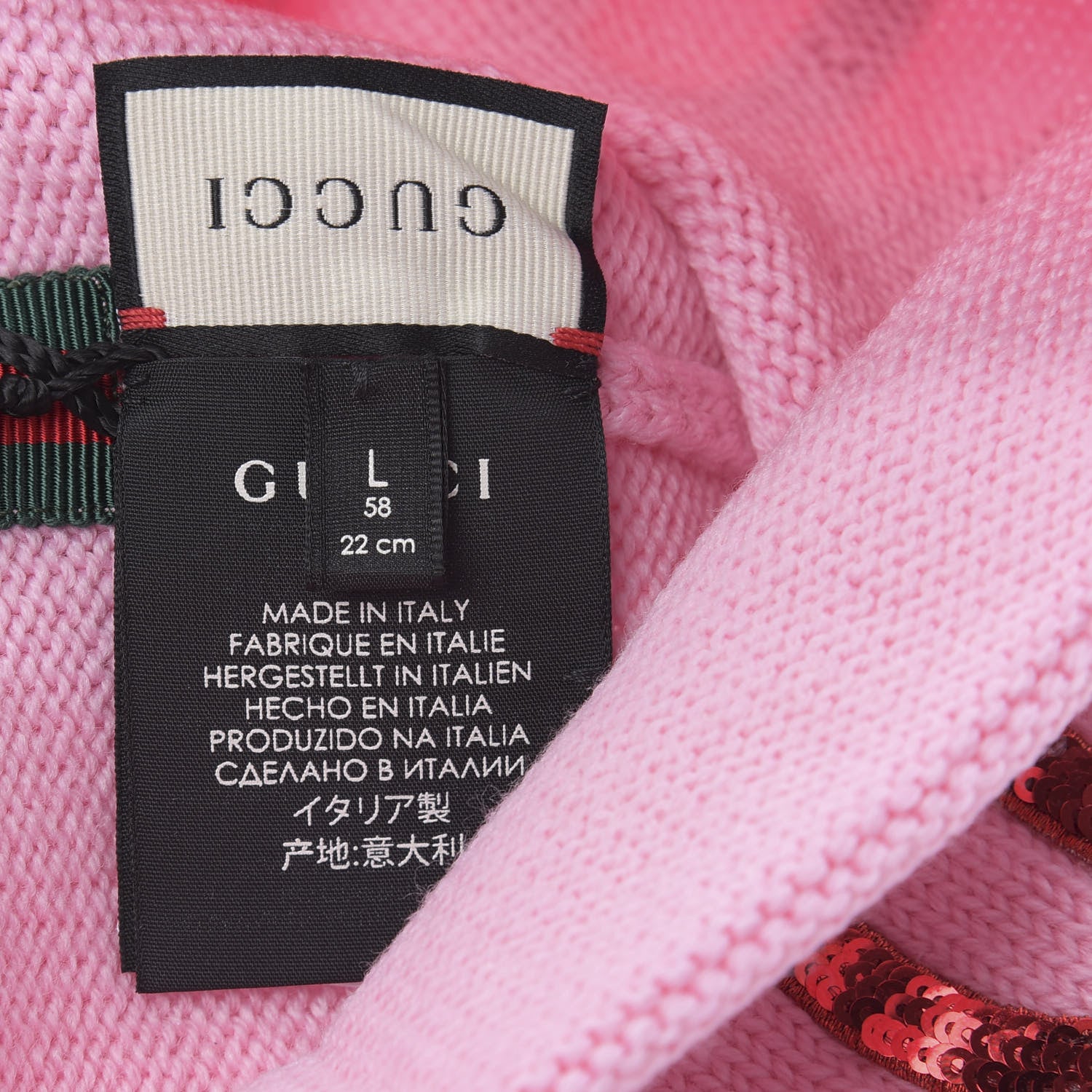 Gucci Wool Sequin Loved Beanie Hat L Pink 5 of 5