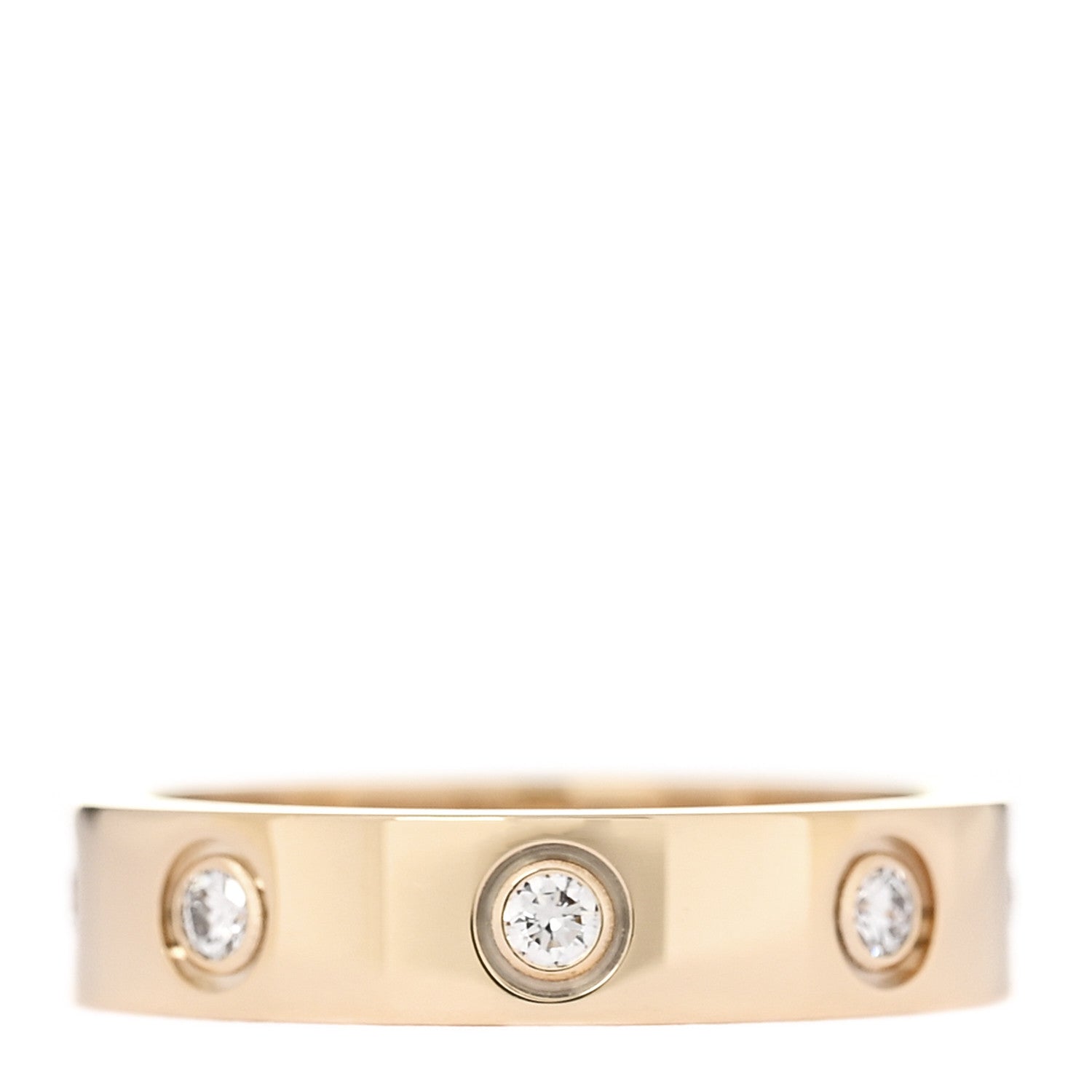 Cartier 18K Yellow Gold 8 Diamond 4mm LOVE Wedding Band Ring 48 4.5 3 of 4