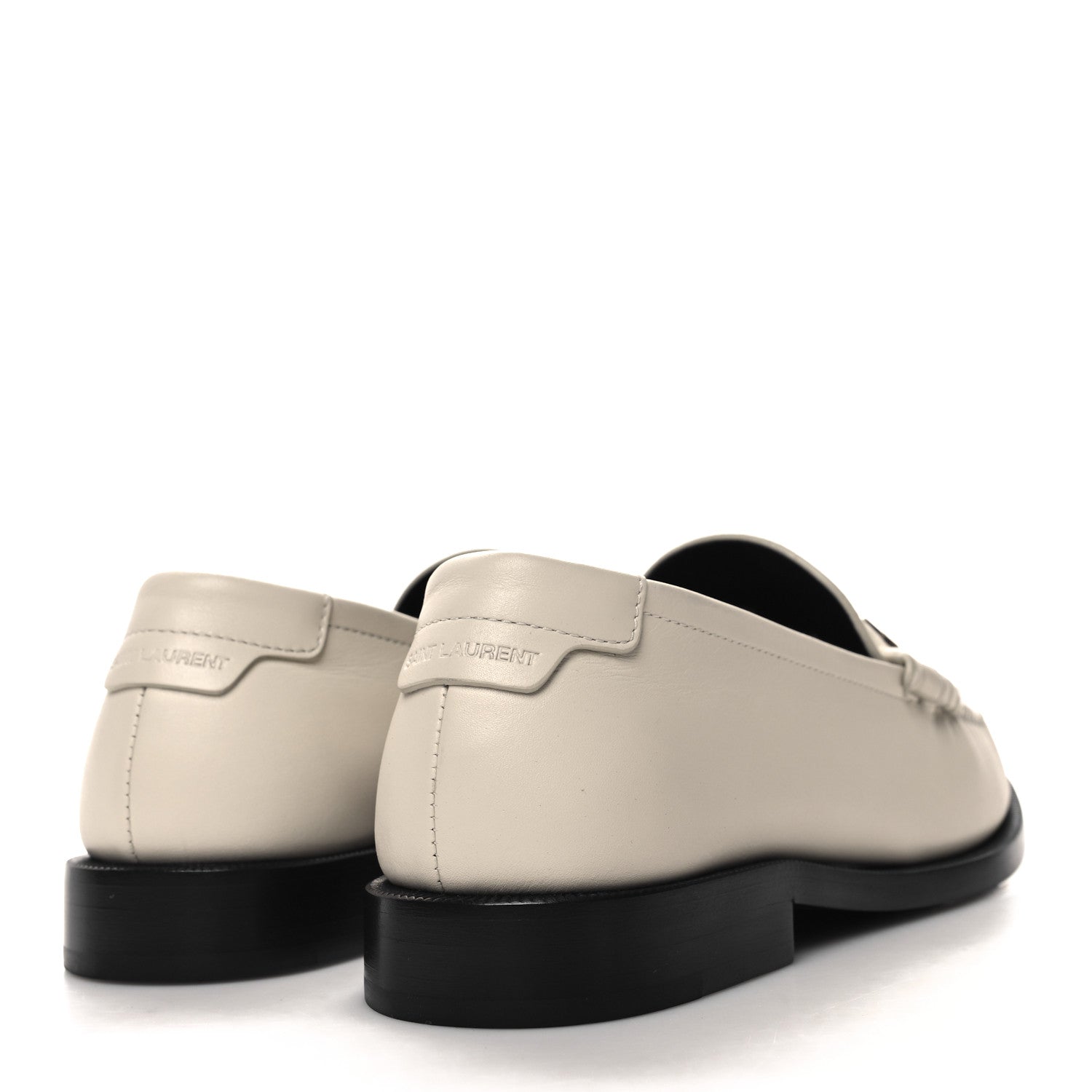 Saint Laurent Calfskin Penny Loafers 37.5 Pearl 4 of 10